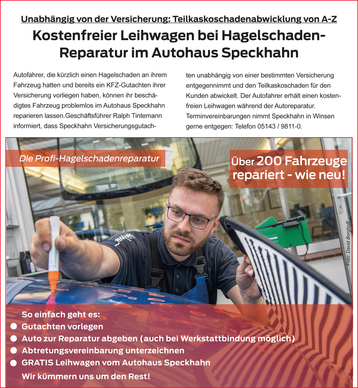 Hagelschaden Reparatur Speckhahn